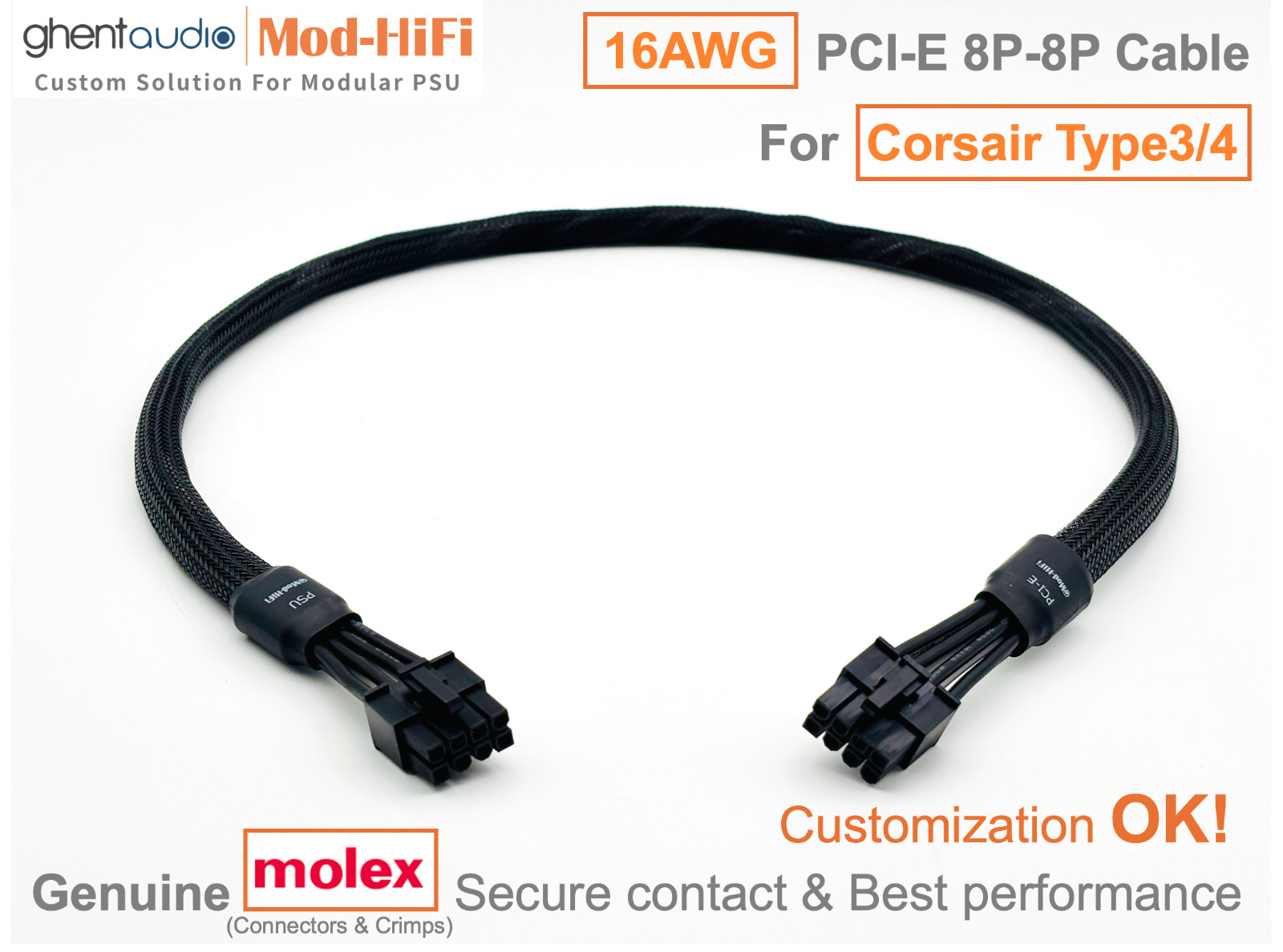 ⚡️16AWG PCI-E (GPU) 8-Pin Cable for Corsair RMe Series RM1200e -📏70cm / 27 inch