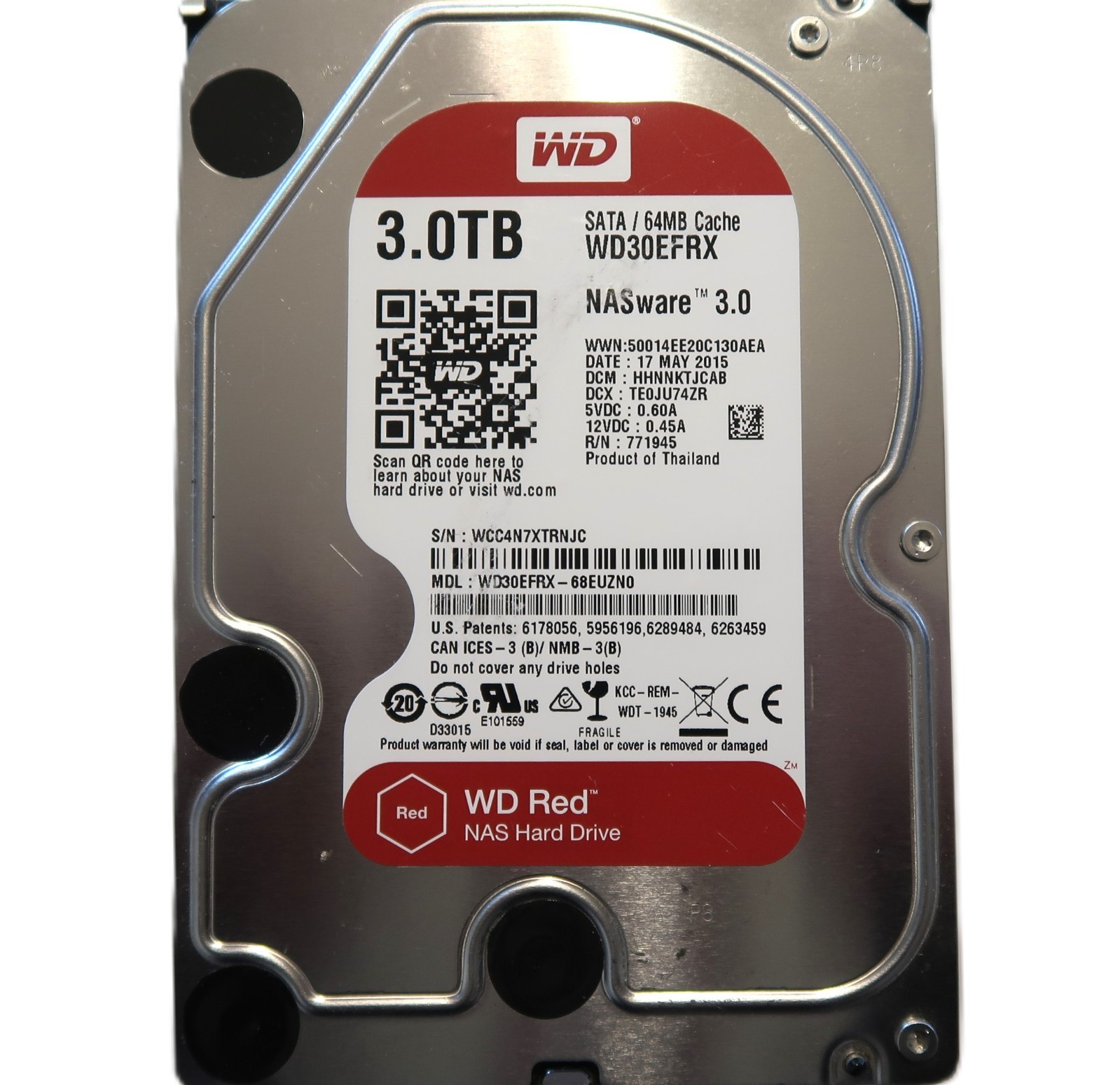 WD WD30EFRX-68EUZN0 HHNNKTJCAB (WCC4) Thailand 3.5" 3TB Sata HDD MAY/2015