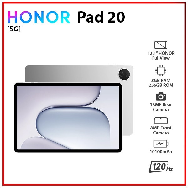 (New) HONOR Pad 20 5G GRAY 8GB+256GB Octa Core Bluetooth Android PC Tablet