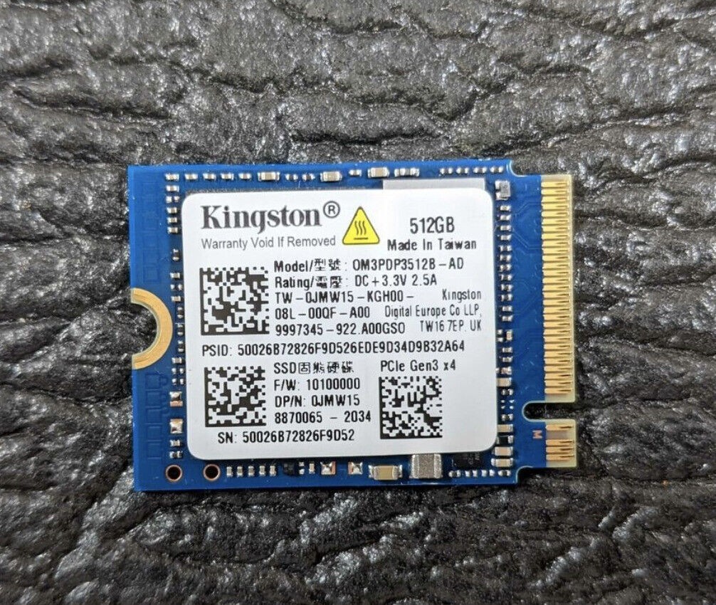 NEW Kingston 512GB SSD 2230 NVMe PCIe Upgrade Surface Laptop 3 4 GO ProX Pro7+