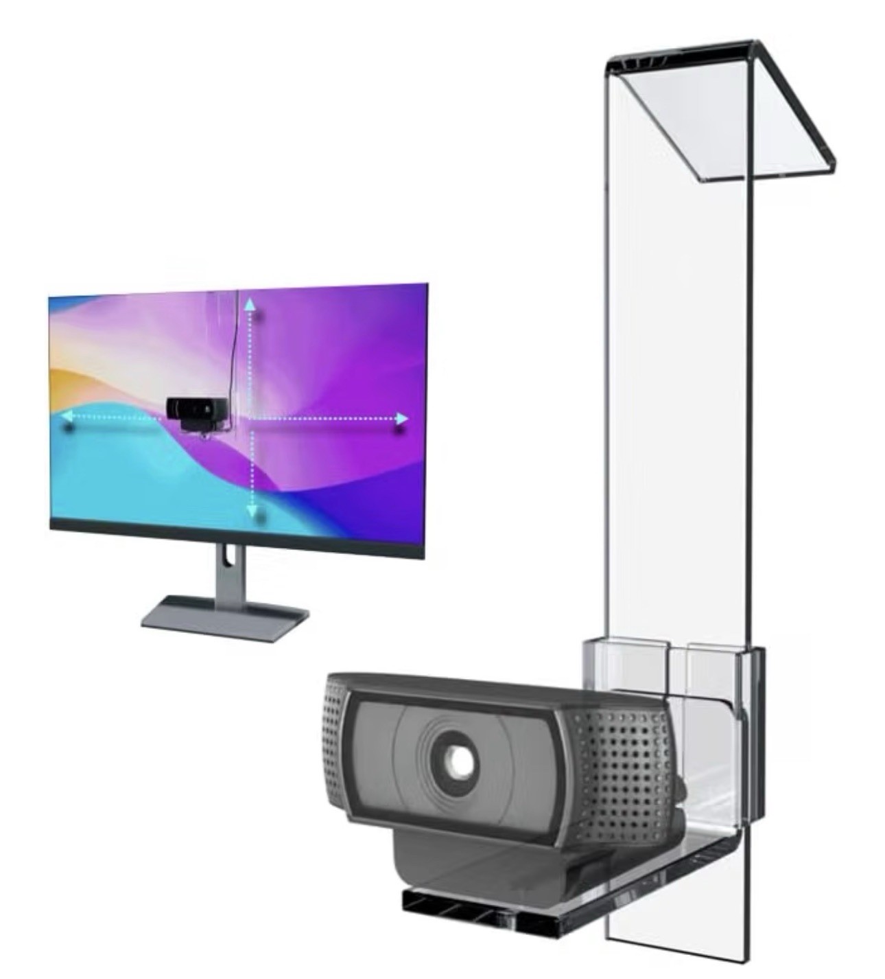 PlexiCam Pro V2 | Center Screen/Middle Screen Webcam Mount | Position Any Webcam