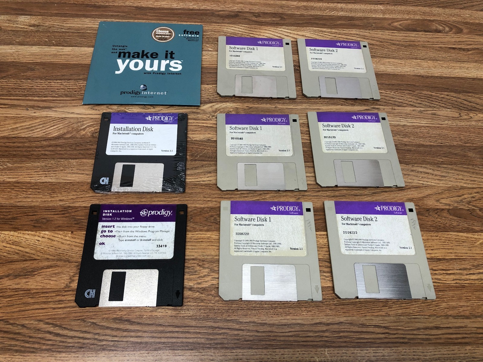 Vintage Prodigy Online Service Lot - 2 Start-Up Kit Boxes, 8 Floppy Disks, CD