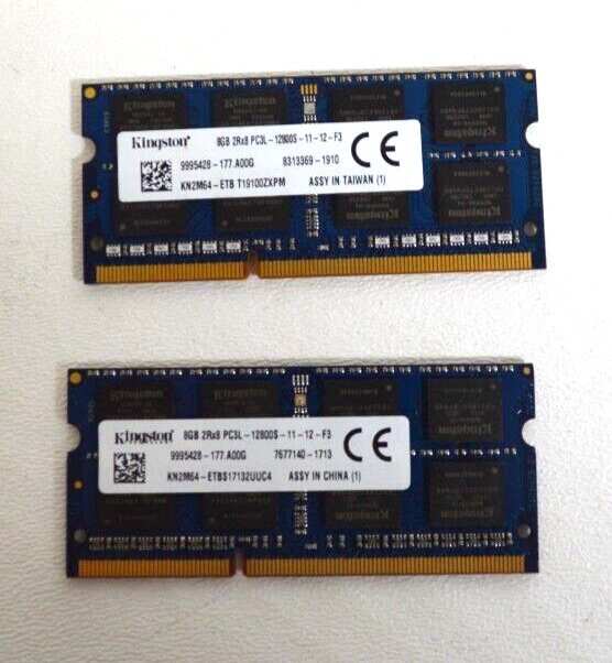 Kingston 16GB (2x8GB) RAM 2Rx8 PC3L-12800S-11-12-F3 SODIMM Laptop Memory