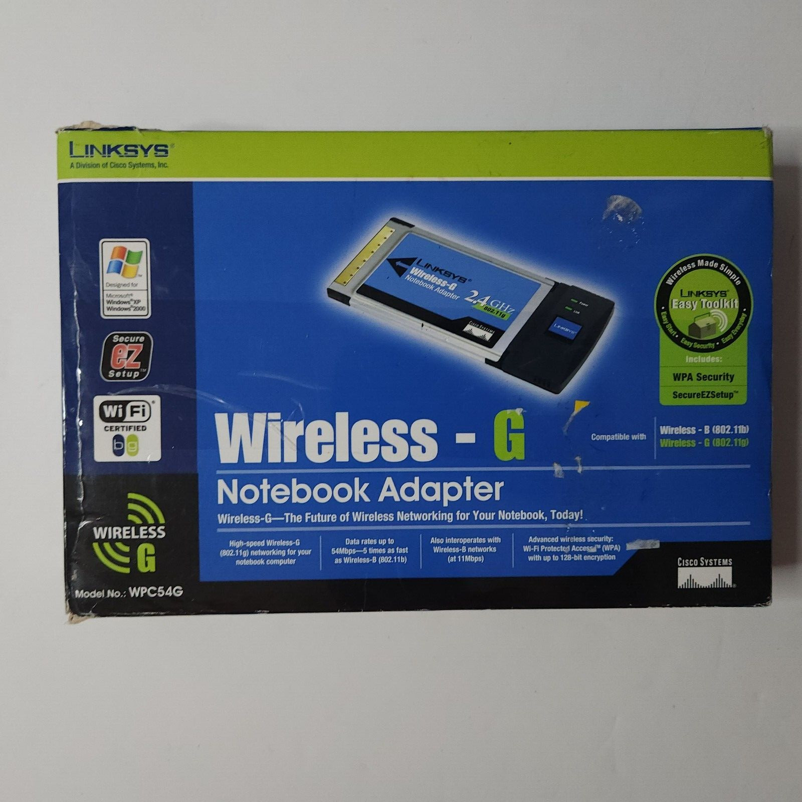 Cisco Linksys WPC54G Wireless-G Notebook Adapter CardBus Adaptor Card Laptop PC