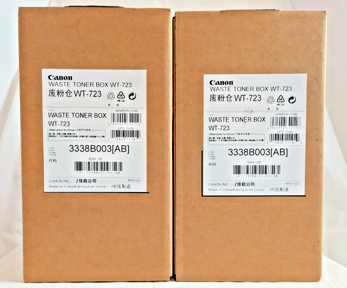 Lot of 2 Genuine Canon WT‑723 Waste Toner Boxes 3338B003 for imageCLASS LBP7780C