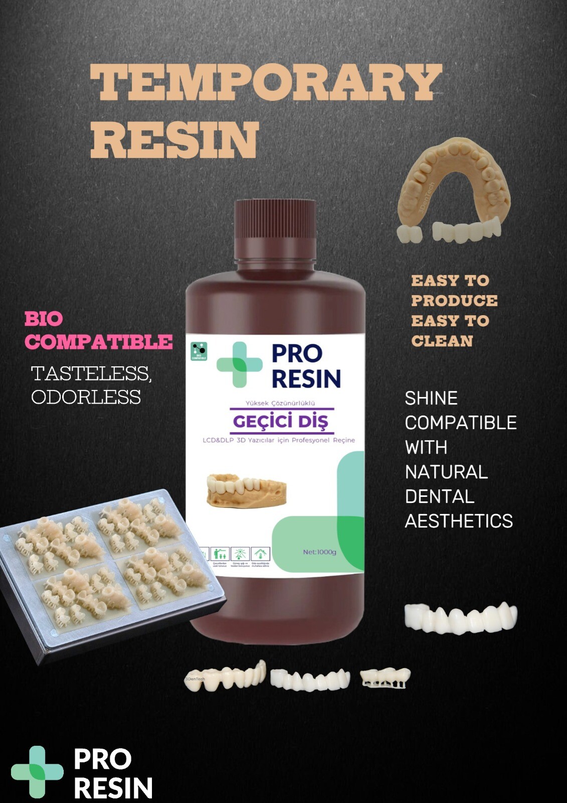 DLP LCD 3D Printer Temporary Teeth Resin-PRORESIN QUALITY 1KG