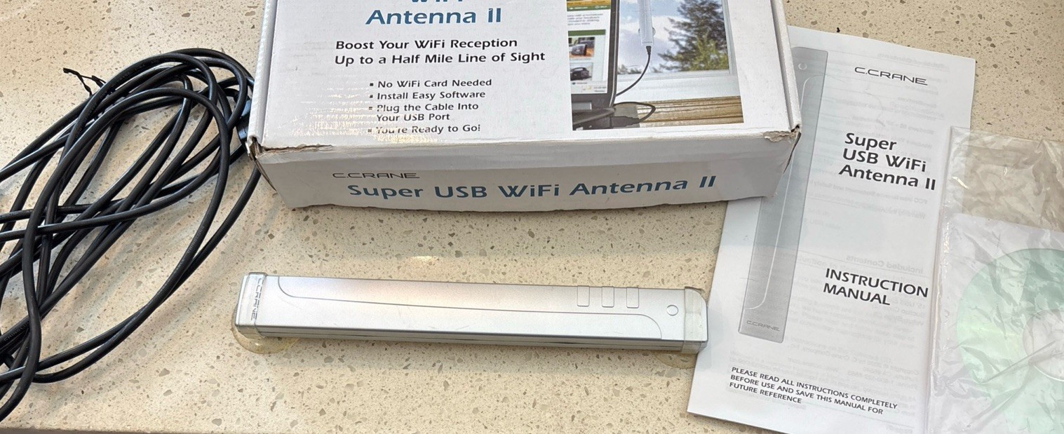 C. Crane Super USB Wifi Antenna 2 Complete In Box