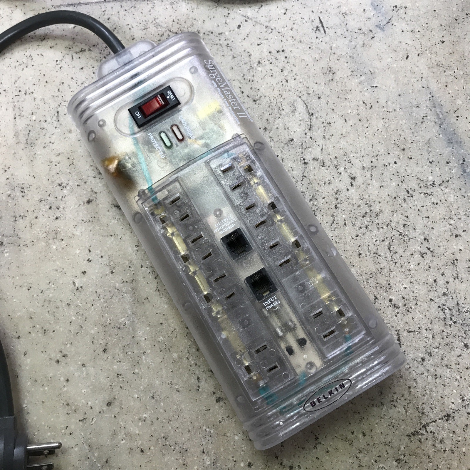 Rare Vintage Y2K Belkin 8 Outlet Surge Master II 2 Suppressor Clear Transparent