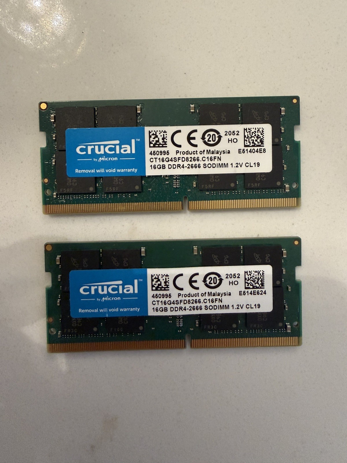 Crucial 32GB (2 x 16GB) DDR4-2666 RAM set.