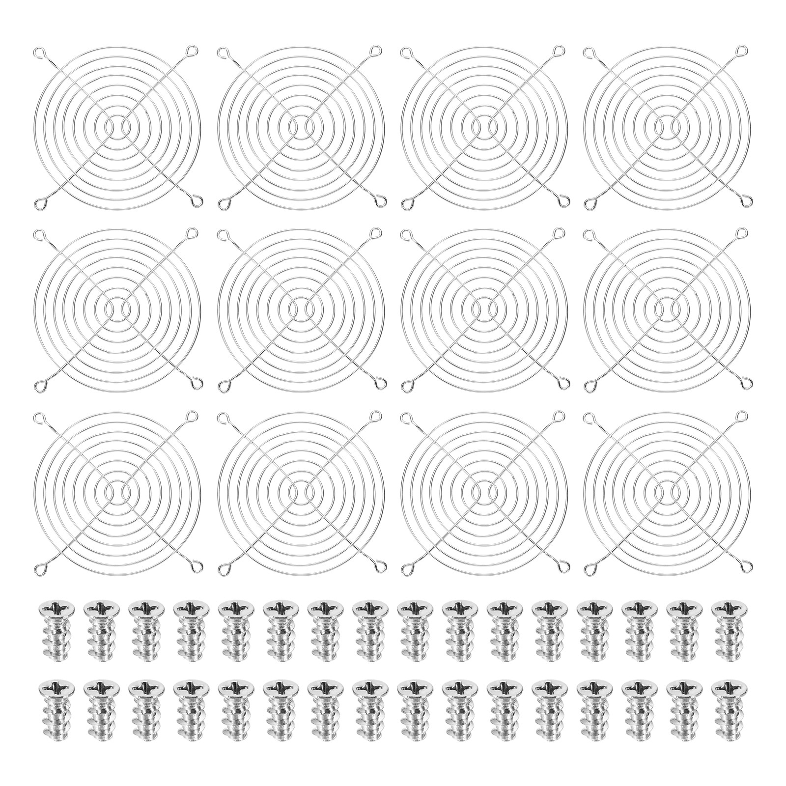 12 Pcs 120mm Fan Finger Grill Metal Ventilation Grill Cover with Screws, Silver