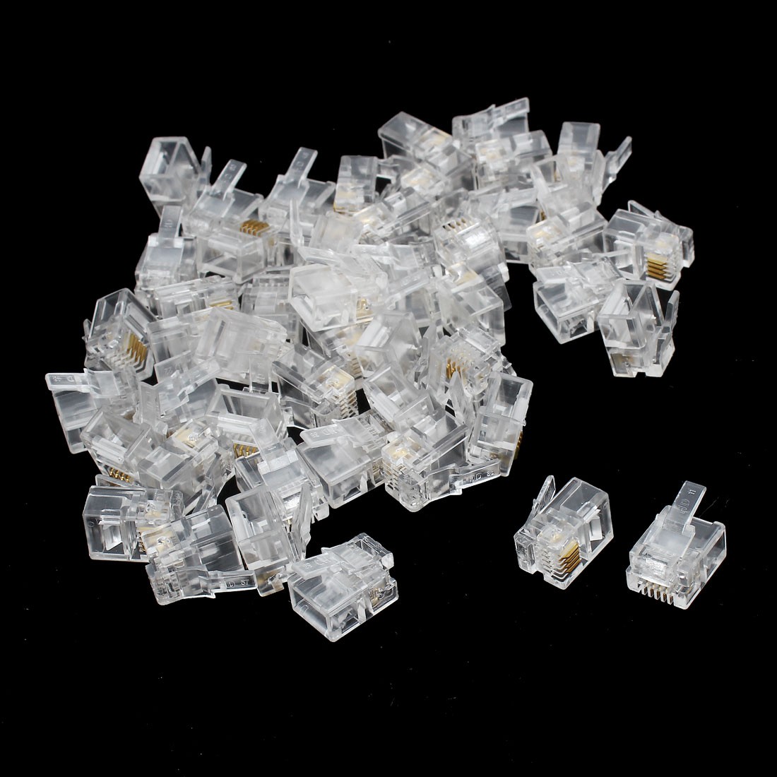 50 Pcs 6P4C RJ11 Telephone Jack Splitter Connector Adapter Clear
