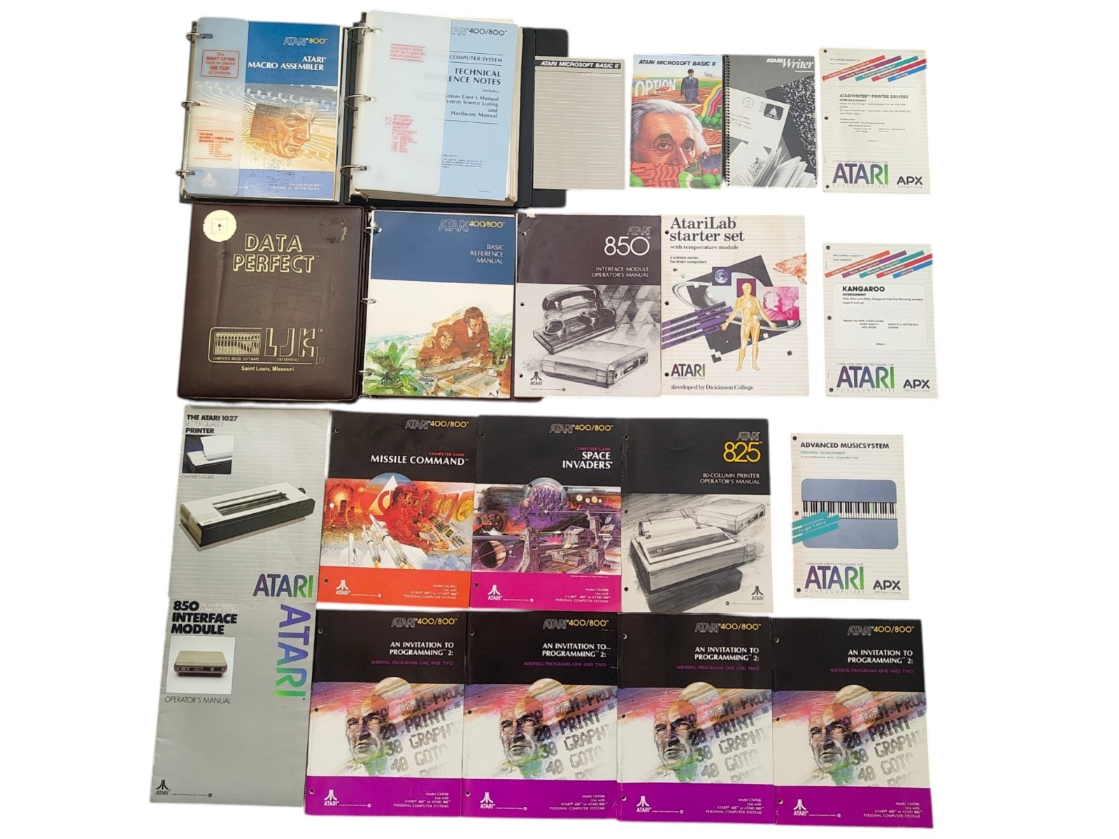 Atari 400 800 Manuals Software Data Perfect APX AtariWriter Vintage Lot Of 21 