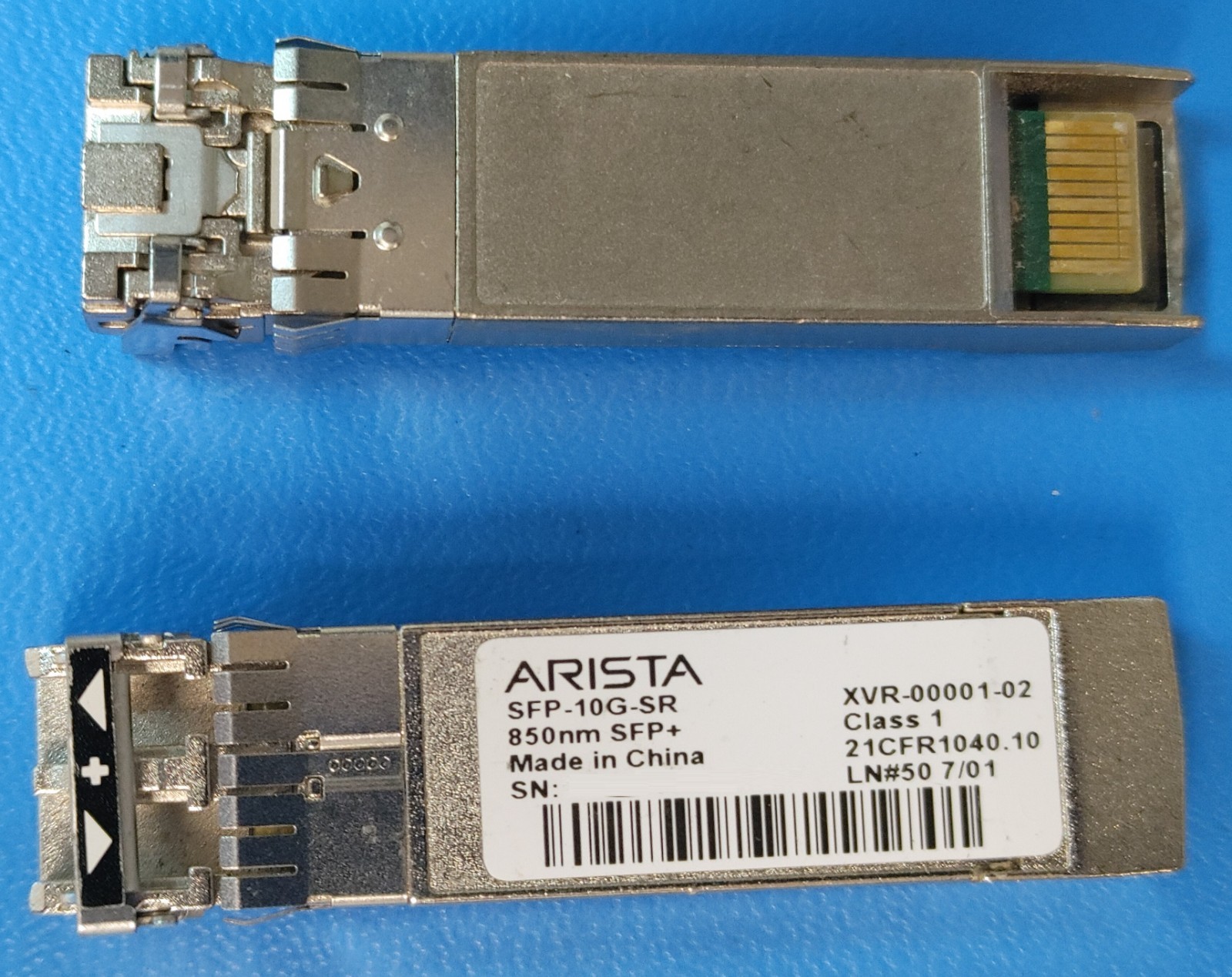 Lot of 10 Arista SFP-10G-SR XVR-00001-02 10GBASE-SR 850nm 10Gb Transceivers