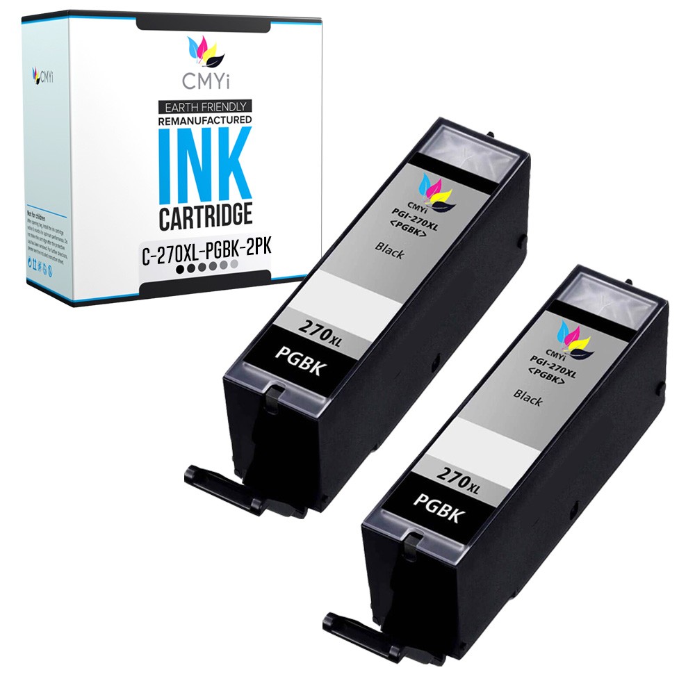 CMYi 2-Pack PGI-270XL Ink Cartridges PGBK for Canon PIXMA MG5720 MG5722 MG6820