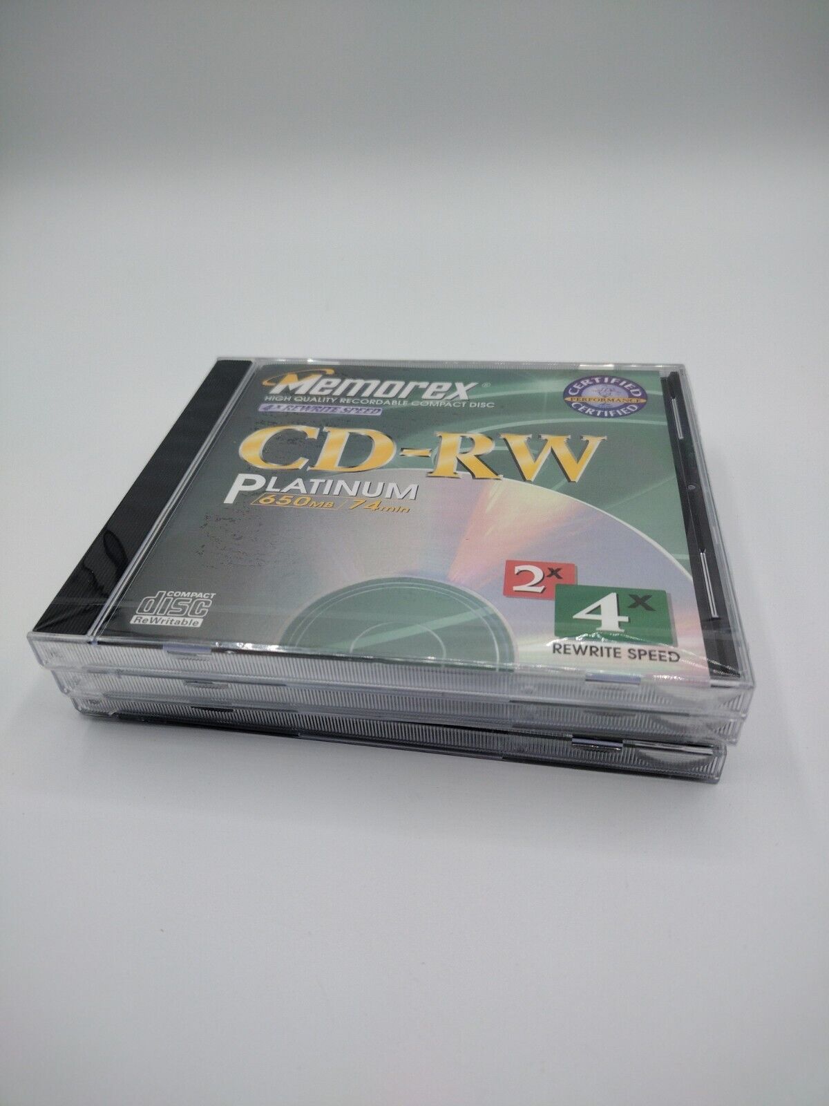 Memorex CD-RW Platinum 4x Rewrite Speed 650 MB 74 Min SEALED Lot Of 3
