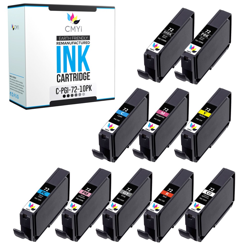 CMYi 10-PK Compatible PGI-72  Ink Cartridges for Canon PIXMA PRO-10 10S Printers