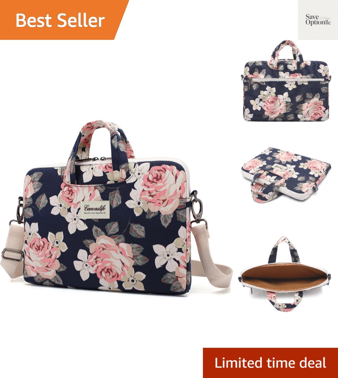 White Rose Laptop Bag, 14-15.6 Inch