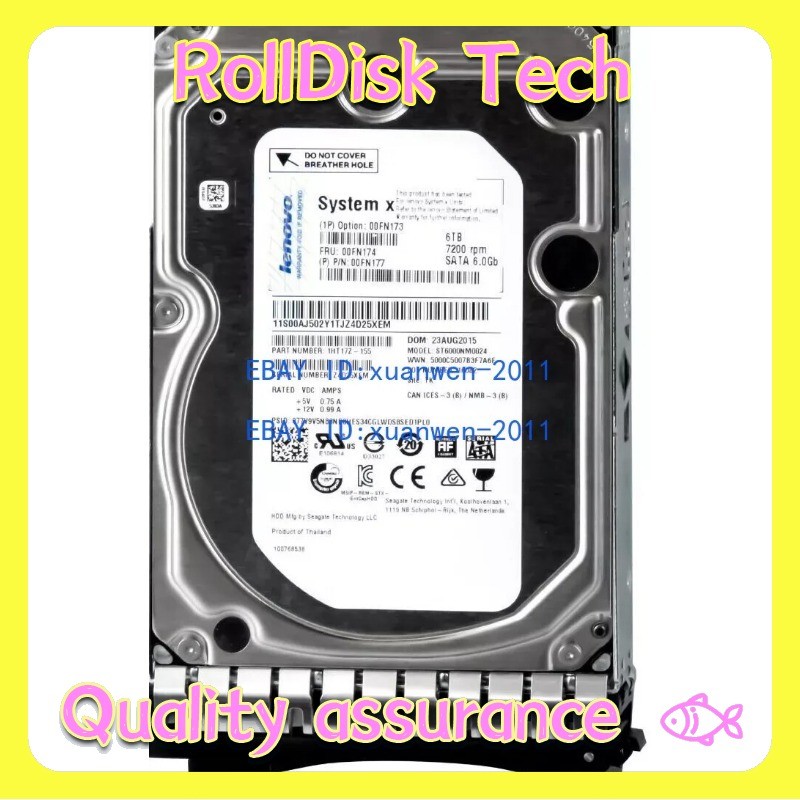 Lenovo IBM 00FN173 00FN174 00FN177 6TB 7.2K 6Gbps NL SATA 3.5" G2HS 512e HDD