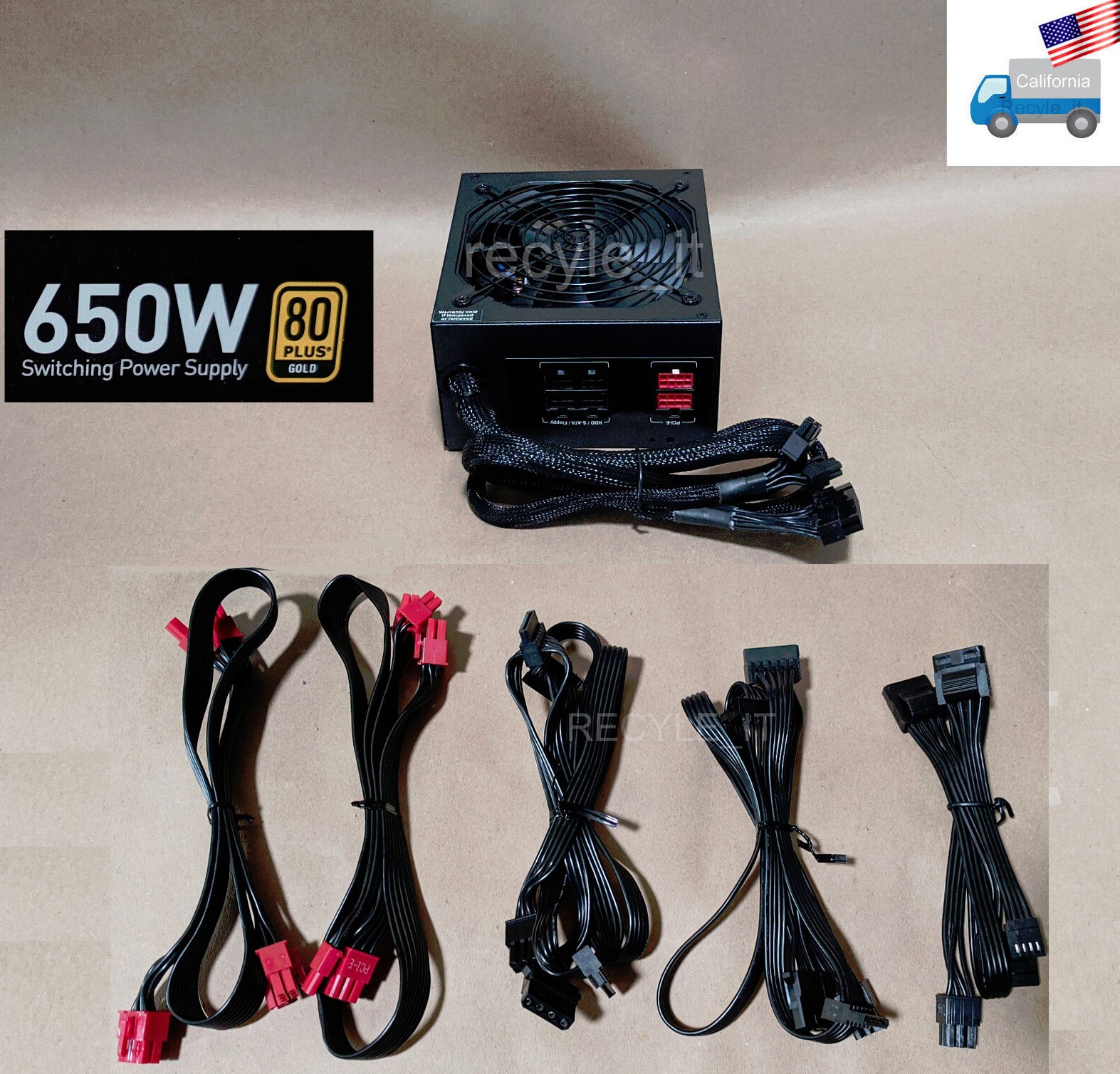 PowerSpec 650W 80plus Gold Certified SLI-Ready Modular Cable ATX PC Power Supply