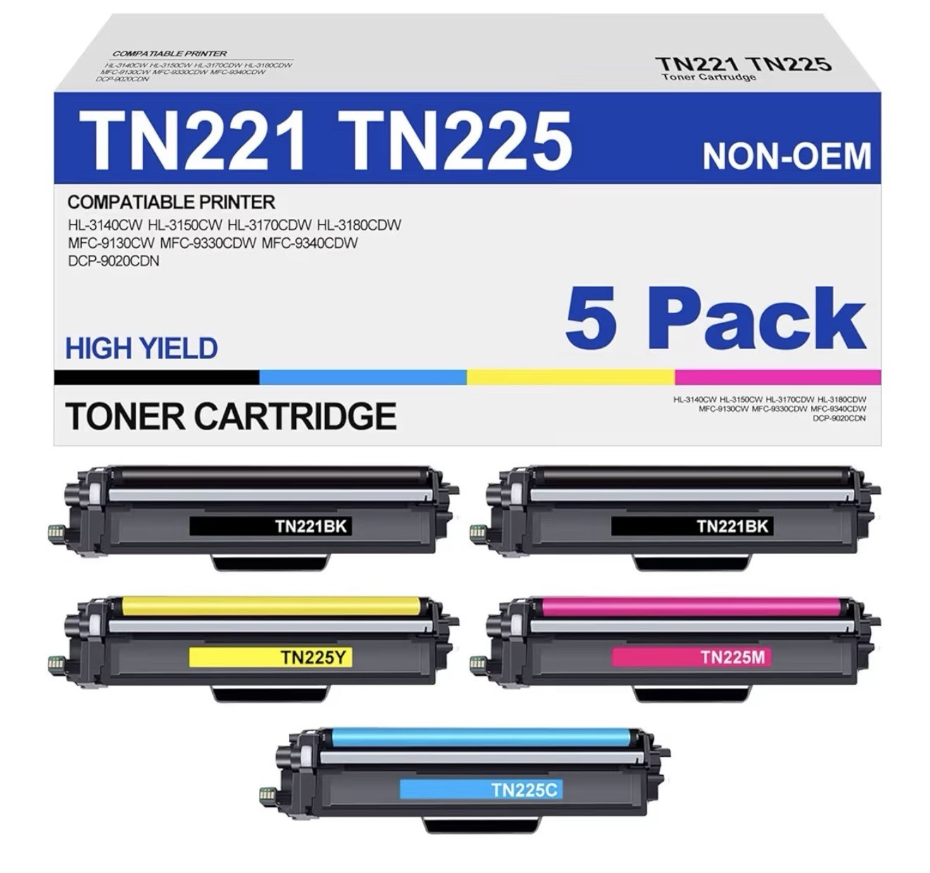 Printer Cartridge  TN225 TN221 (5pk)