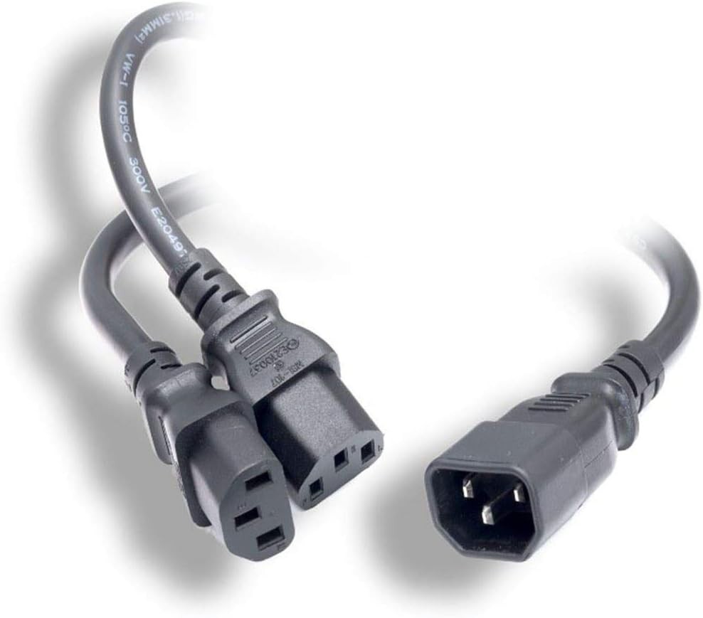 Monoprice Power Cord Splitter - 6ft - Black, IEC 60320 C14 to 2x IEC 60320 C13