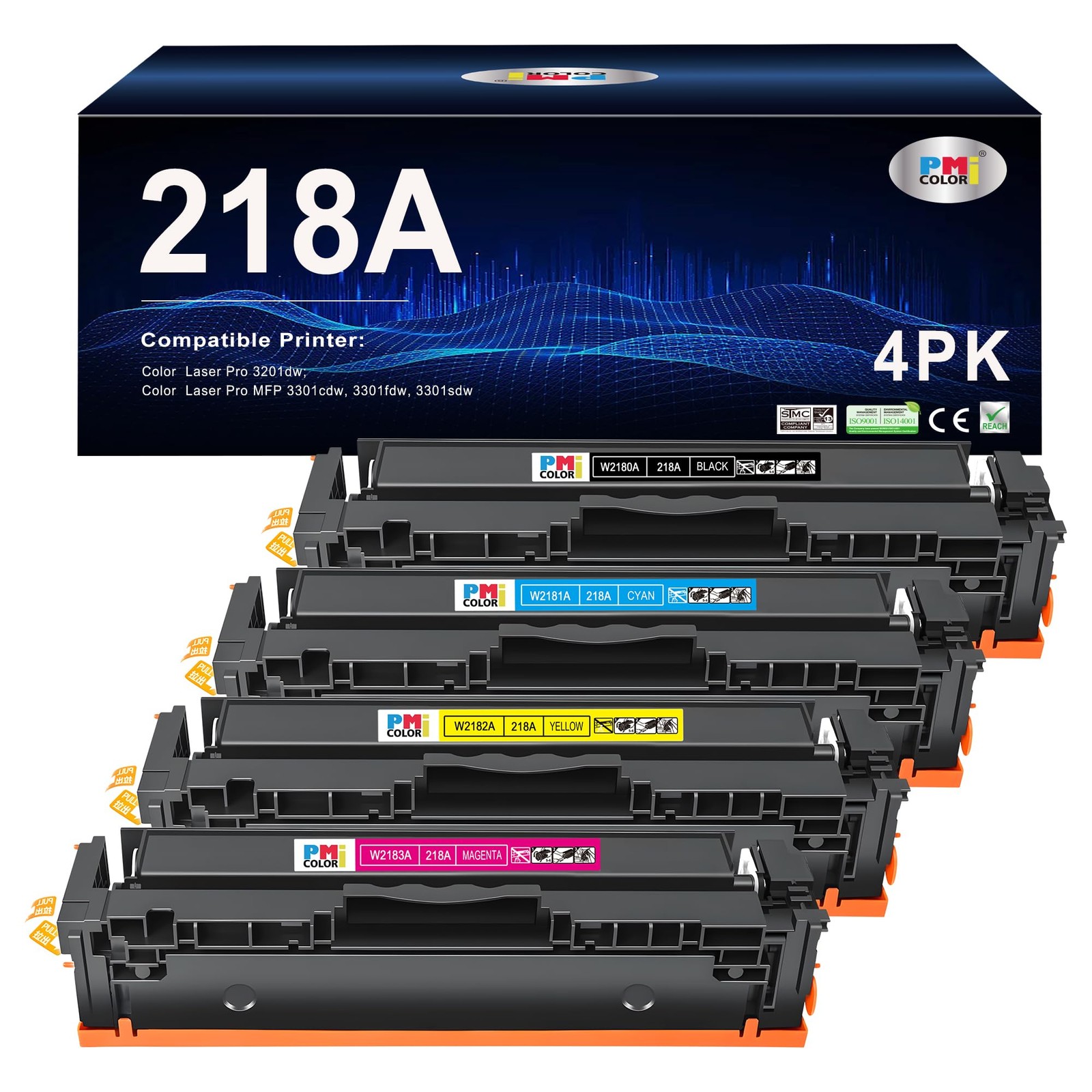 PM Colori 218A Toner Cartridges 4 Pack for HP Color Pro MFP Printers