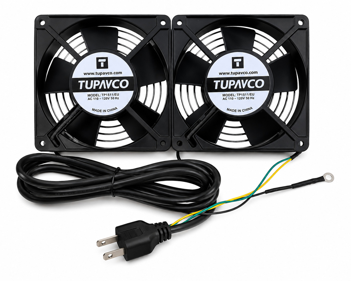 TUPAVCO TP1511/EU Dual 120mm Cabinet Cooling Fan Kit AC 110-120V 50Hz Open Box