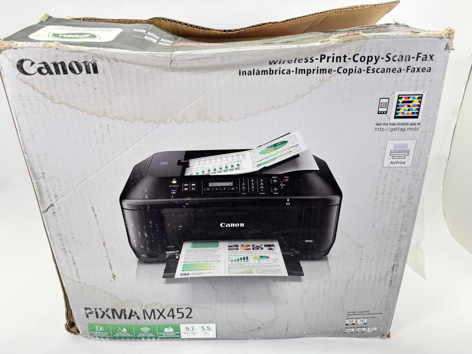 Canon Pixma MX452 Inkjet All in One Printer NEW OPEN BOX - Read Description