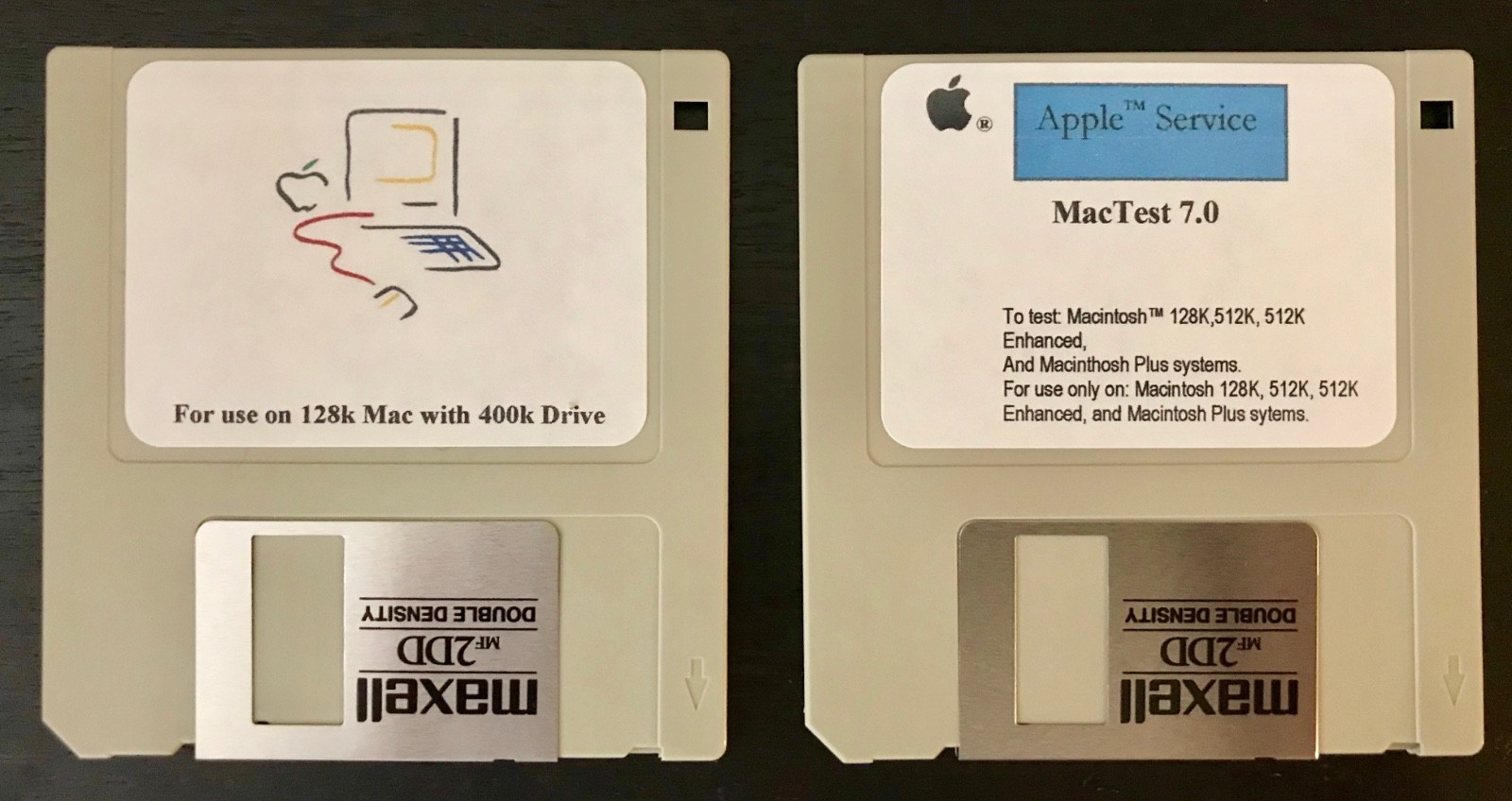 Apple Macintosh Mac 128k - 512k Boot / Diagnostics 2 Disk Set for Classic Macs