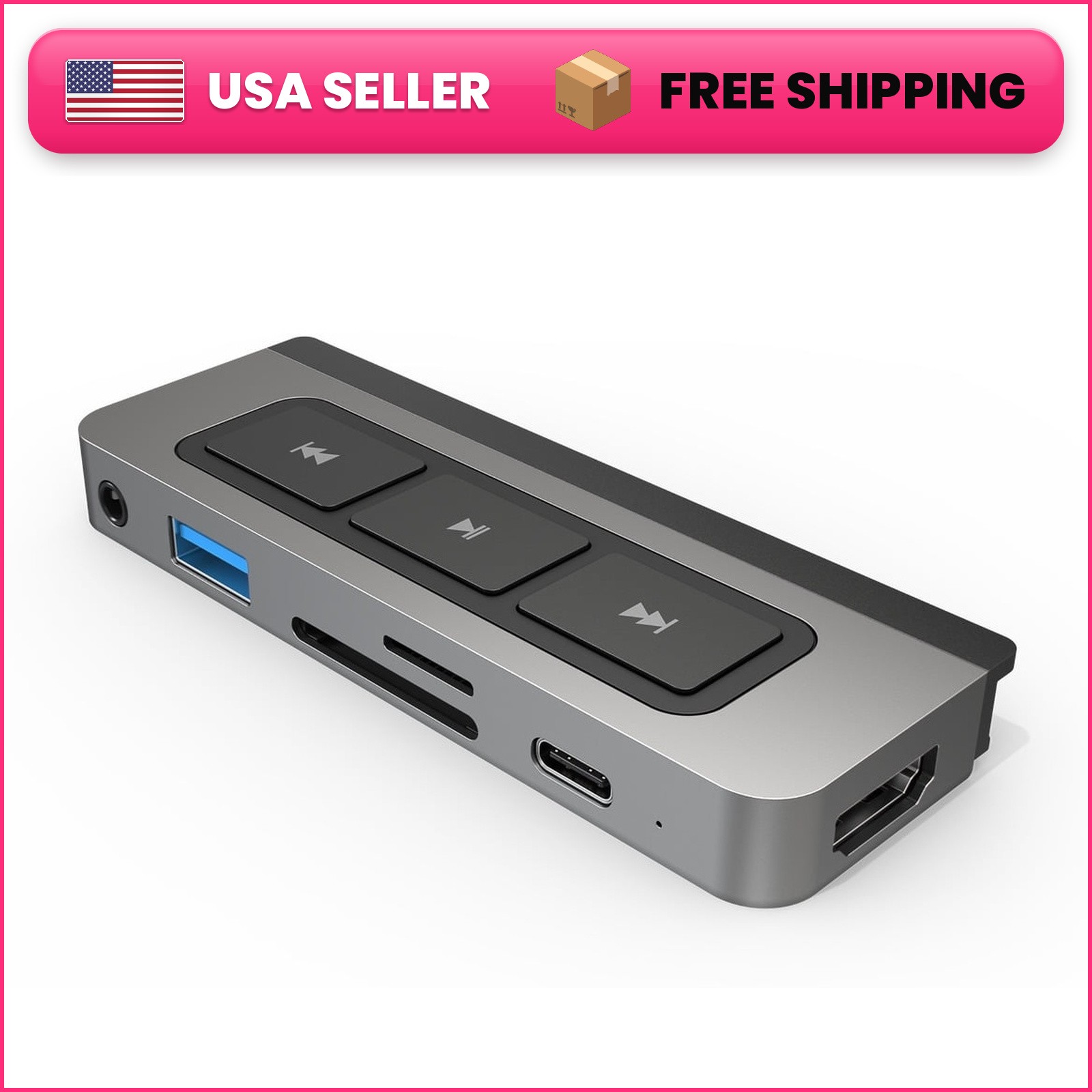 HyperDrive 6-in-1 USB-C Media Hub iPad Pro Air 4K HDMI 60W SD Media Keys HD449WM