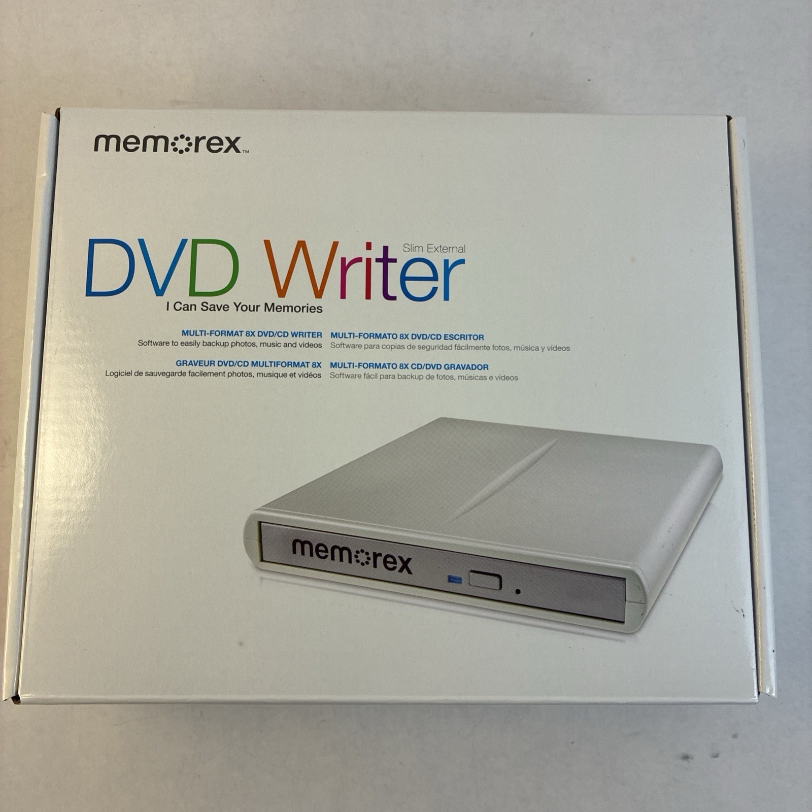 MEMOREX CD/DVD Writer  - Slim External DVD 8x CDR 24x USB Powered Open Box