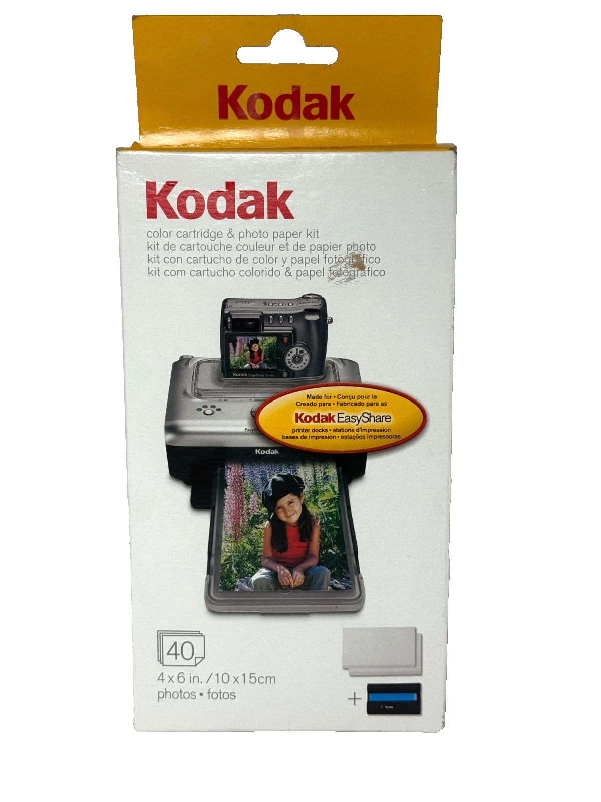 Kodak EasyShare PH-40 Color Cartridge & Photo Paper Kit 40 4x6 in Photos NEW