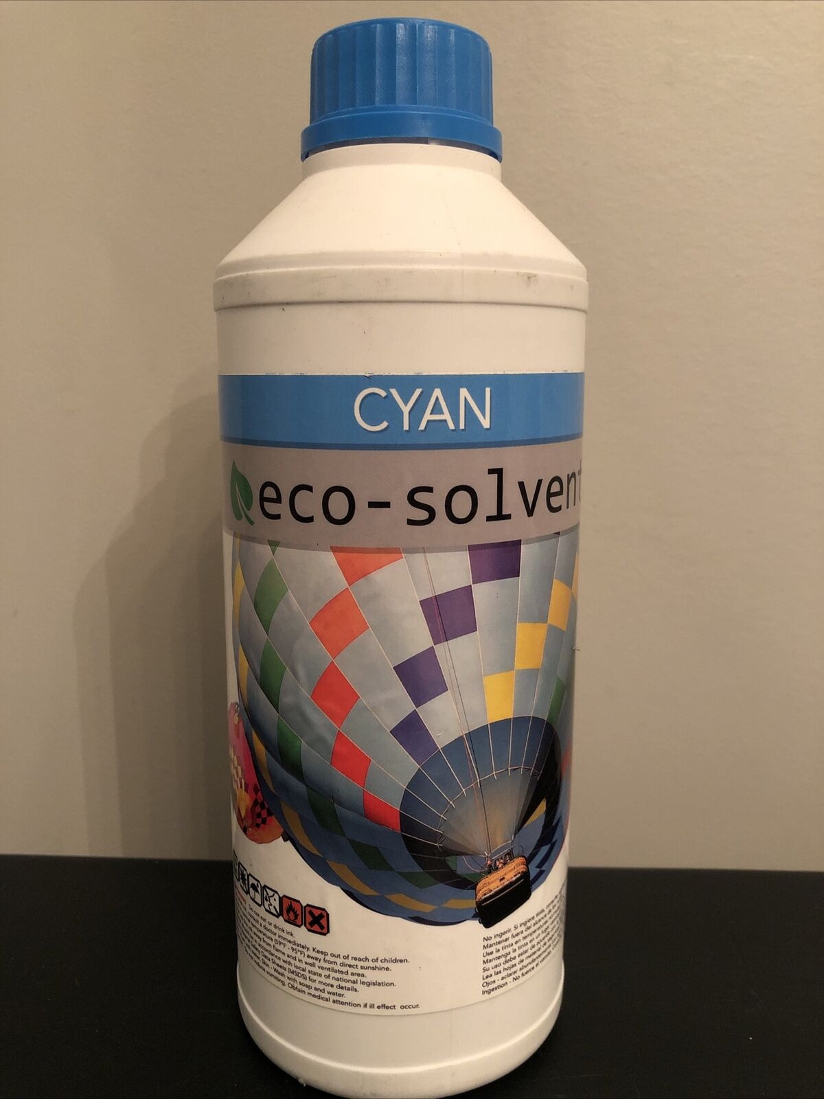 Eco-Solvent Ink CYAN Bottle for Printers 1000 ml 1 L Liter New In Sealed Bottle