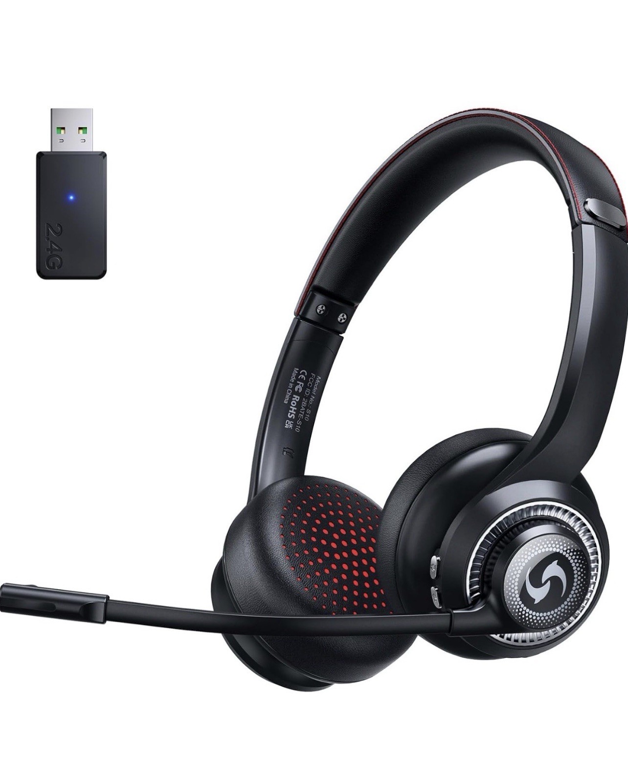 Wireless Bluetooth & 2.4G Headset, Noise Cancelling, Black