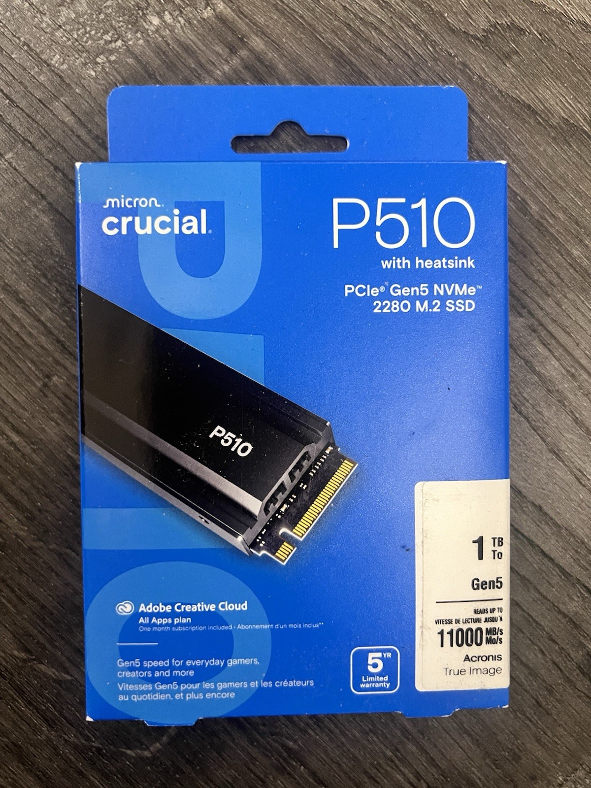 Crucial P510 M.2 2280 1TB Heatsink PCIe 5.0 NVMe 2.0 3D NAND SSD CT1000P510SSD5