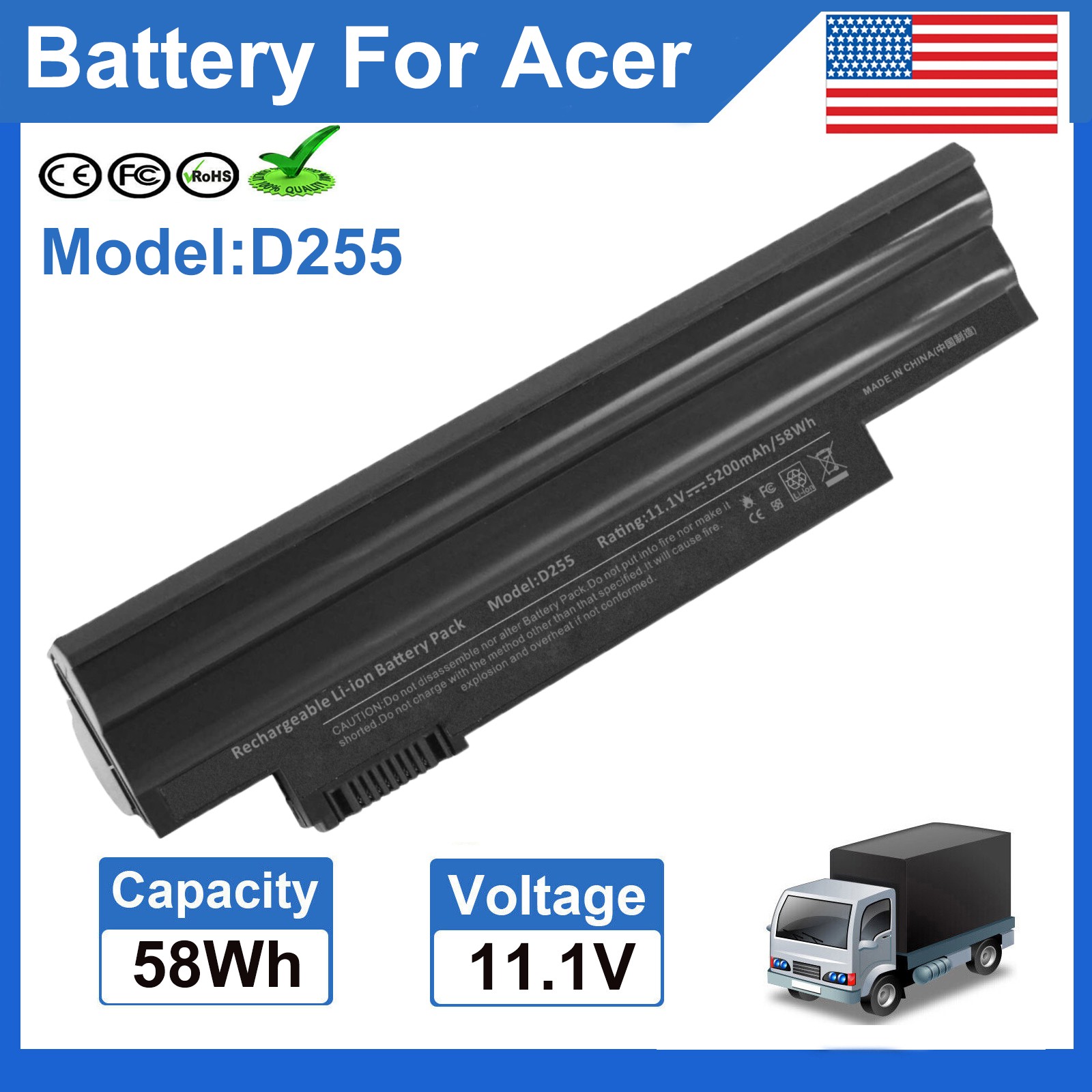 ✅Battery for Acer Aspire One 522 D255 D260 D257 AL10A31 AL10B31 AL10G31 AL13C32