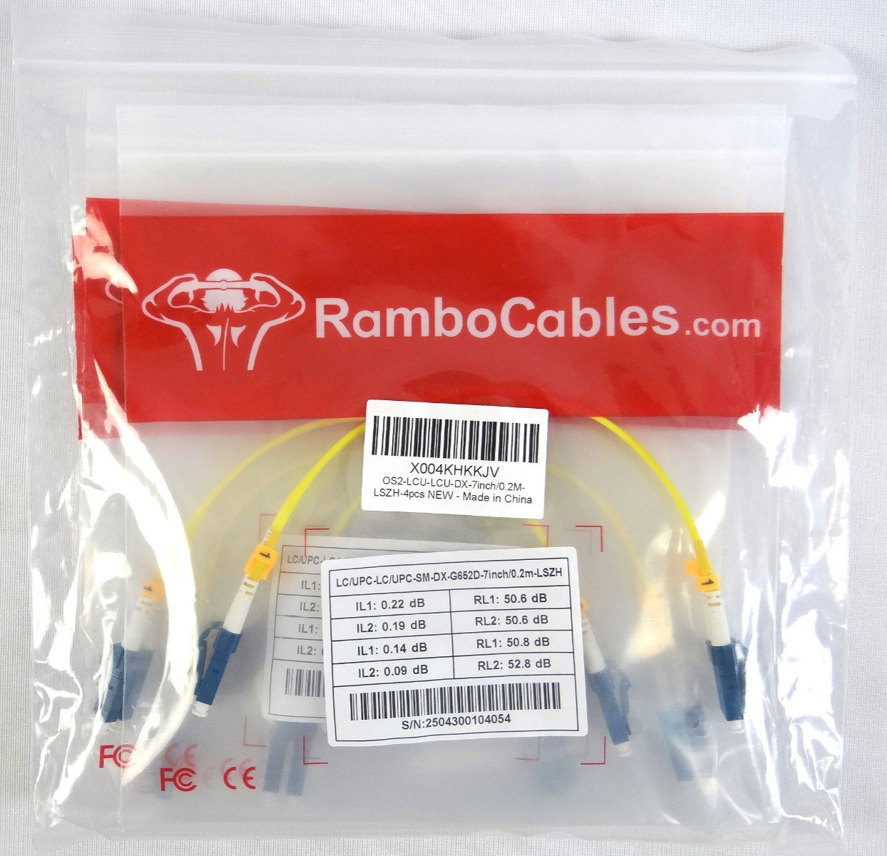 4 pack LC UPC to LC UPC Duplex Single Mode Jumper Fiber Optic Patch Cable 7in