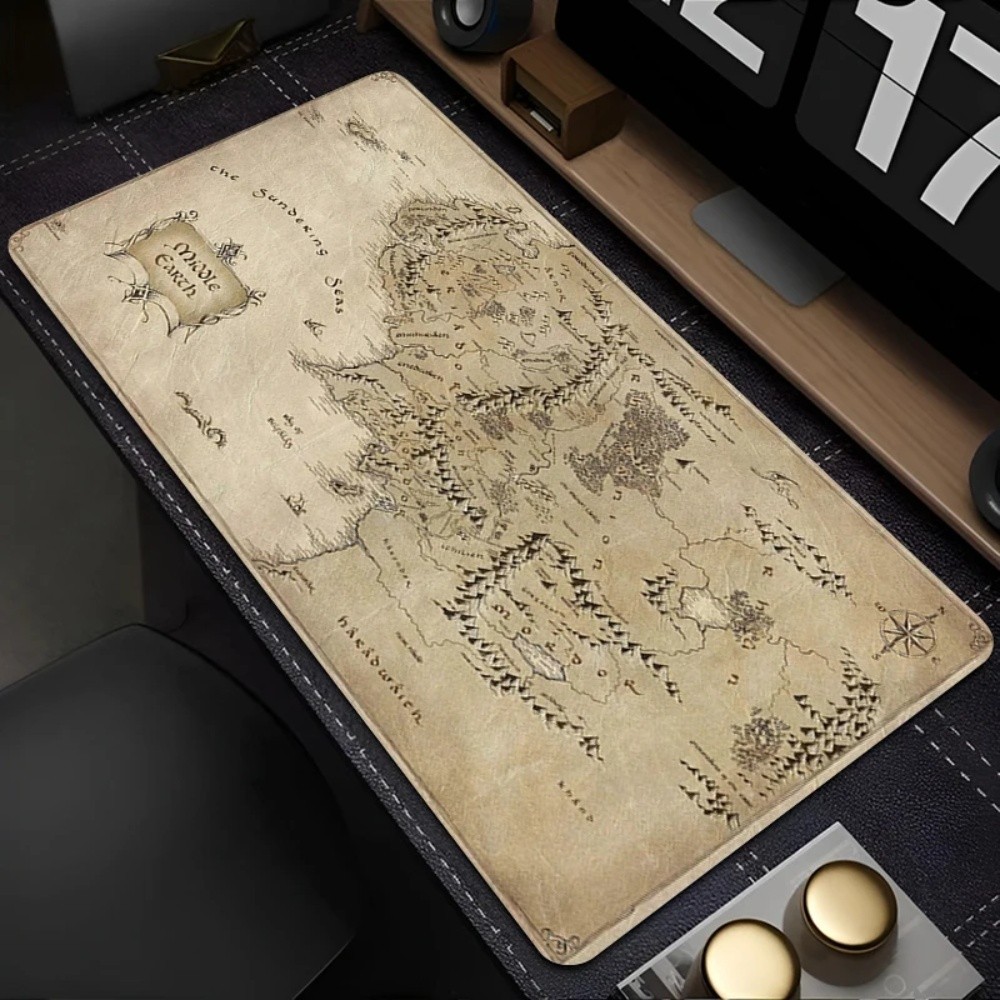 Middle Earth Map Desk Mat Large Gaming Mouse Pad XL 31.5x11.8 in Fantasy Decor