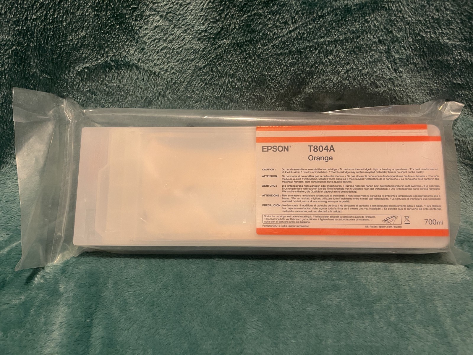 GENUINE Epson UltraChrome HD Orange Ink T804A Date: March 2019