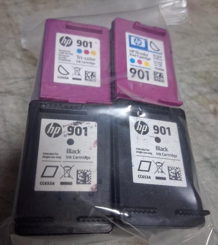 Set 4 Genuine HP 901 Black and Color Inkjet Cartridges Seal Intact NO BOX NO BAG