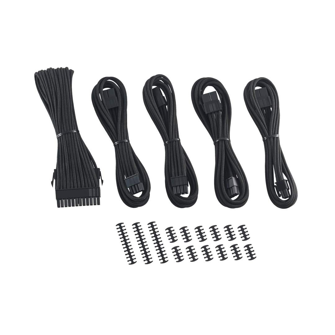 8+8 Series Classic ModFlex Sleeved Cable Extension Kit Black PC Modding