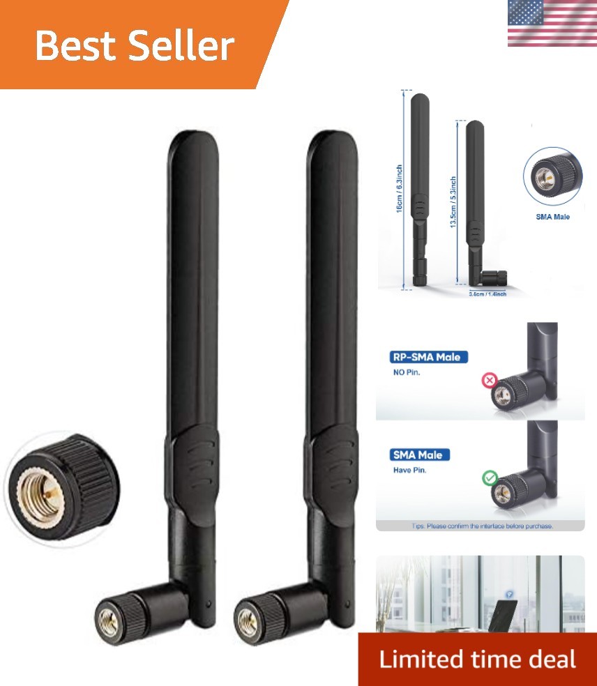 SMA Male 4G LTE Antenna 2-Pack - Perfect for Trail Cameras and Security Monitors