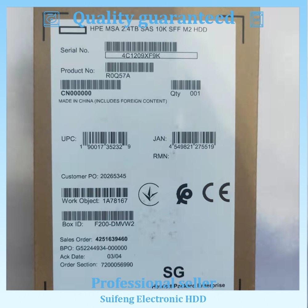 HPE P13247-001 MSA Internal 2.4TB 10K RPM 2.5'' SFF SAS M.2 (R0Q57A) Hard Drive