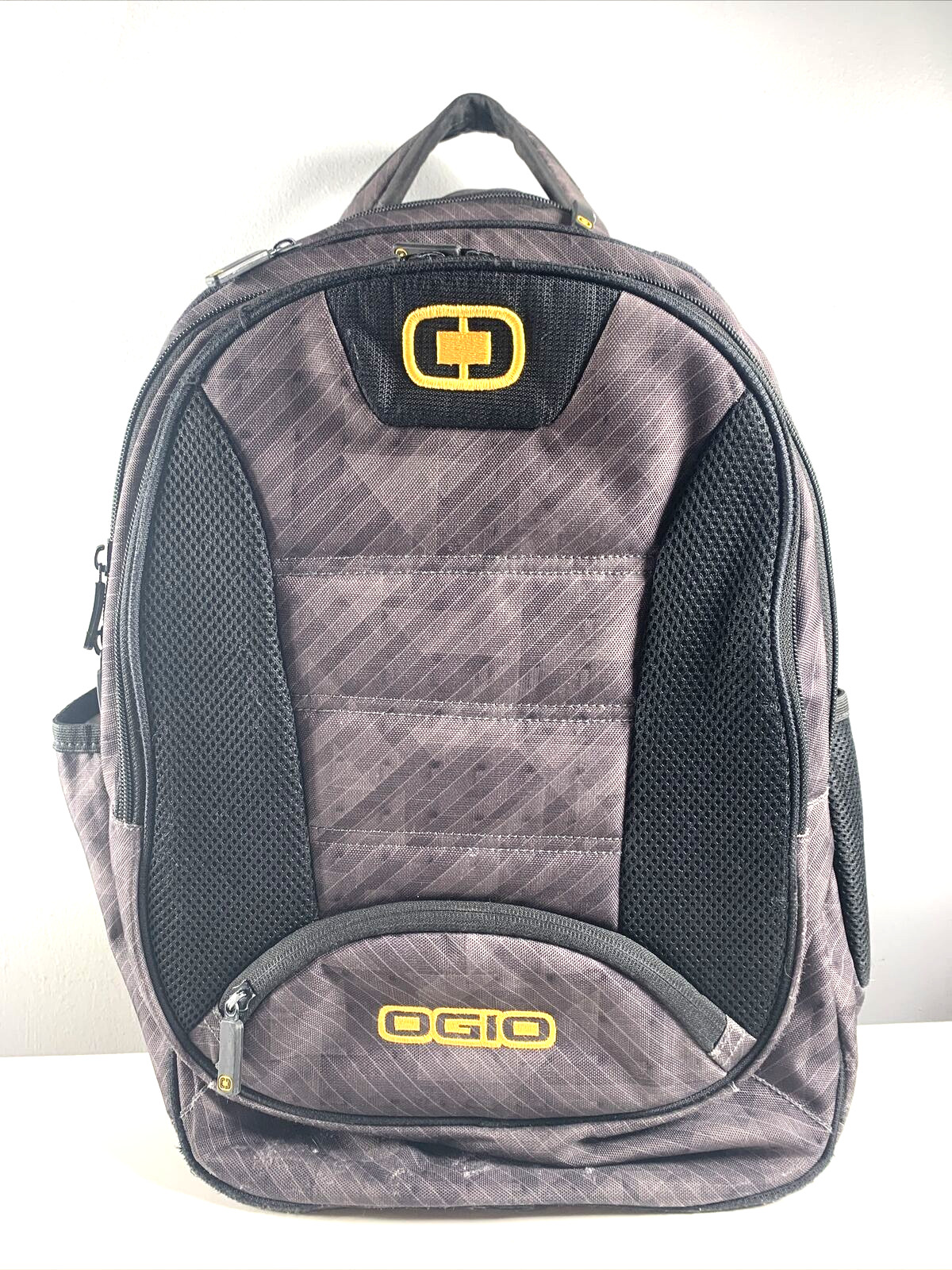Ogio Stellar 17 Padded Laptop Backpack Gray/Yellow/Black Embroidered