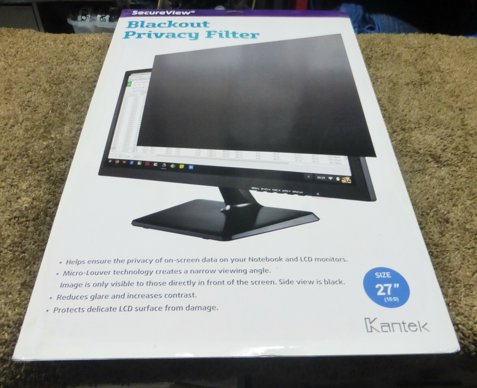 27-Inch Widescreen Monitors Kantek Secure-View Blackout Privacy Filter