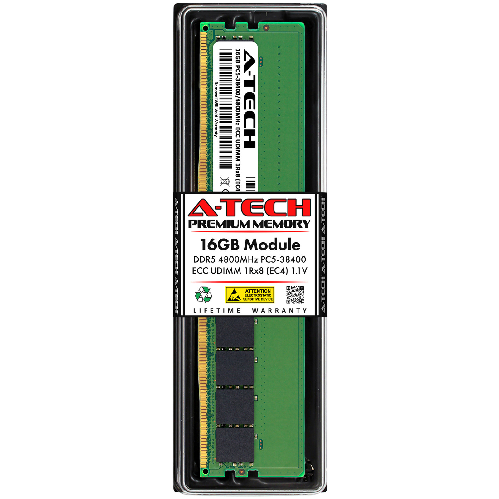 A-Tech 16GB 1Rx8 PC5-38400E DDR5 4800 MHz ECC Unbuffered UDIMM Server Memory RAM