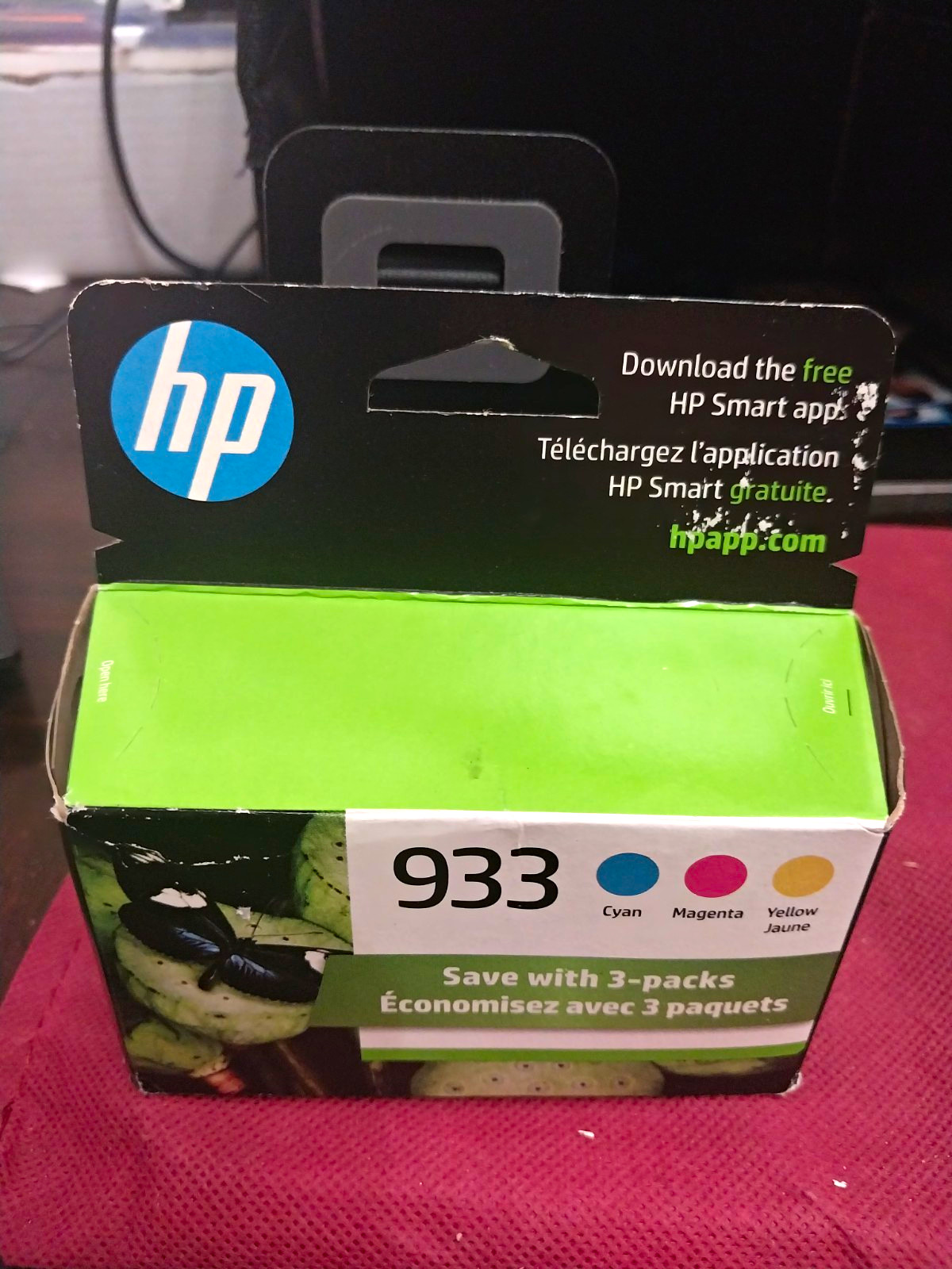 HP 933 Cyan Magenta Yellow 3-Pack Genuine Original Inkjet Cartridges N9H56FN