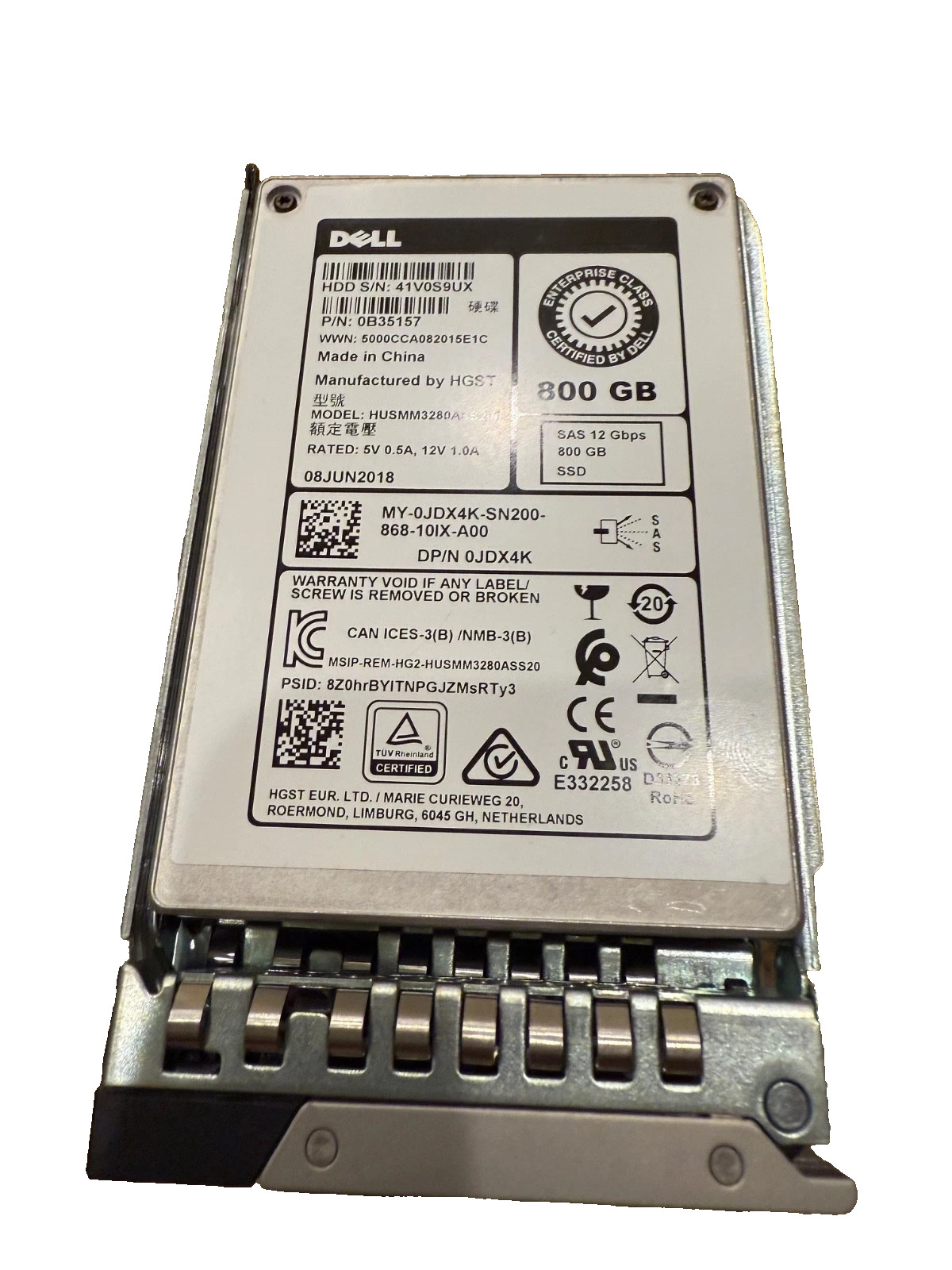 Dell JDX4K 800GB 12Gb/s SFF 2.5" SAS SSD HUSMM3280ASS