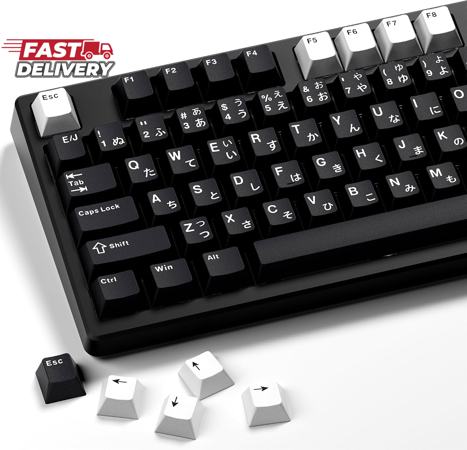 XVX Black Japanese Keycaps, Double Shot PBT Keycap Set, 146 Keys Cherry Profile