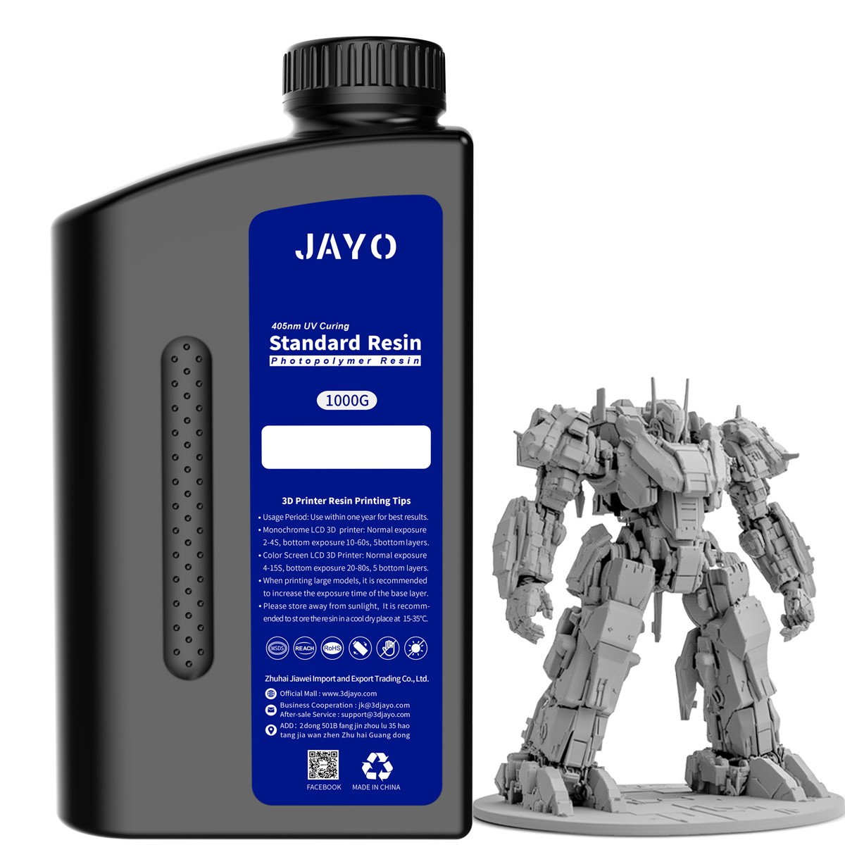 JAYO 1KG Standard/ABS-Like/Water Washable 405nm UV Resin 4K 6K 8K LCD 3D Printer